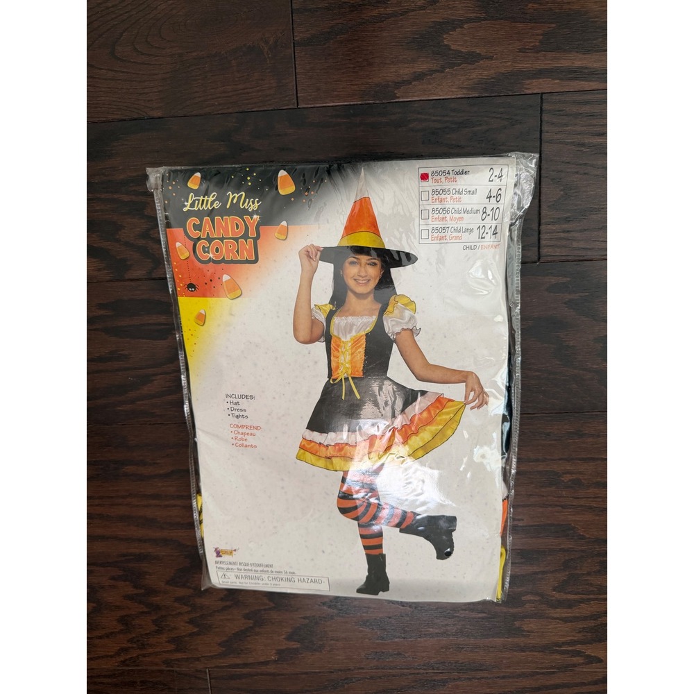 Little Miss Candy Corn Toddler Halloween Costume Dress Hat Tights 85054 Size 2-4